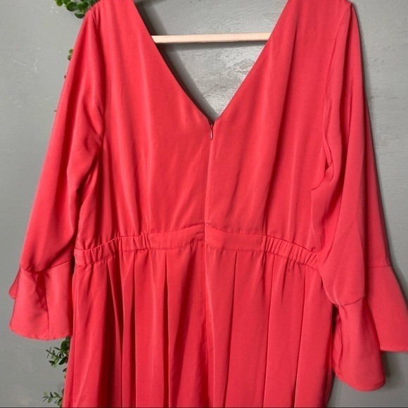 Eloquii Flare Sleeve Dress with Halter Detail in poppy - Picture 12 of 15